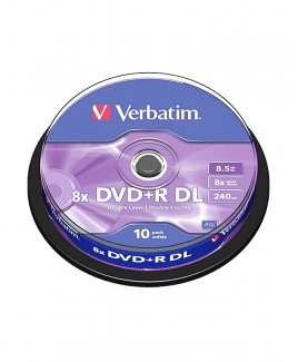 Verbatim DVD+R Dual Layer(DL) 8.5GB 8x (10pcs in Spindle) [Cake Box]